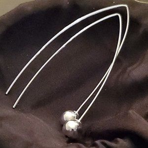 Vintage Dyadema Italy 925 silver handmade 2 1/4" wire drop earrings